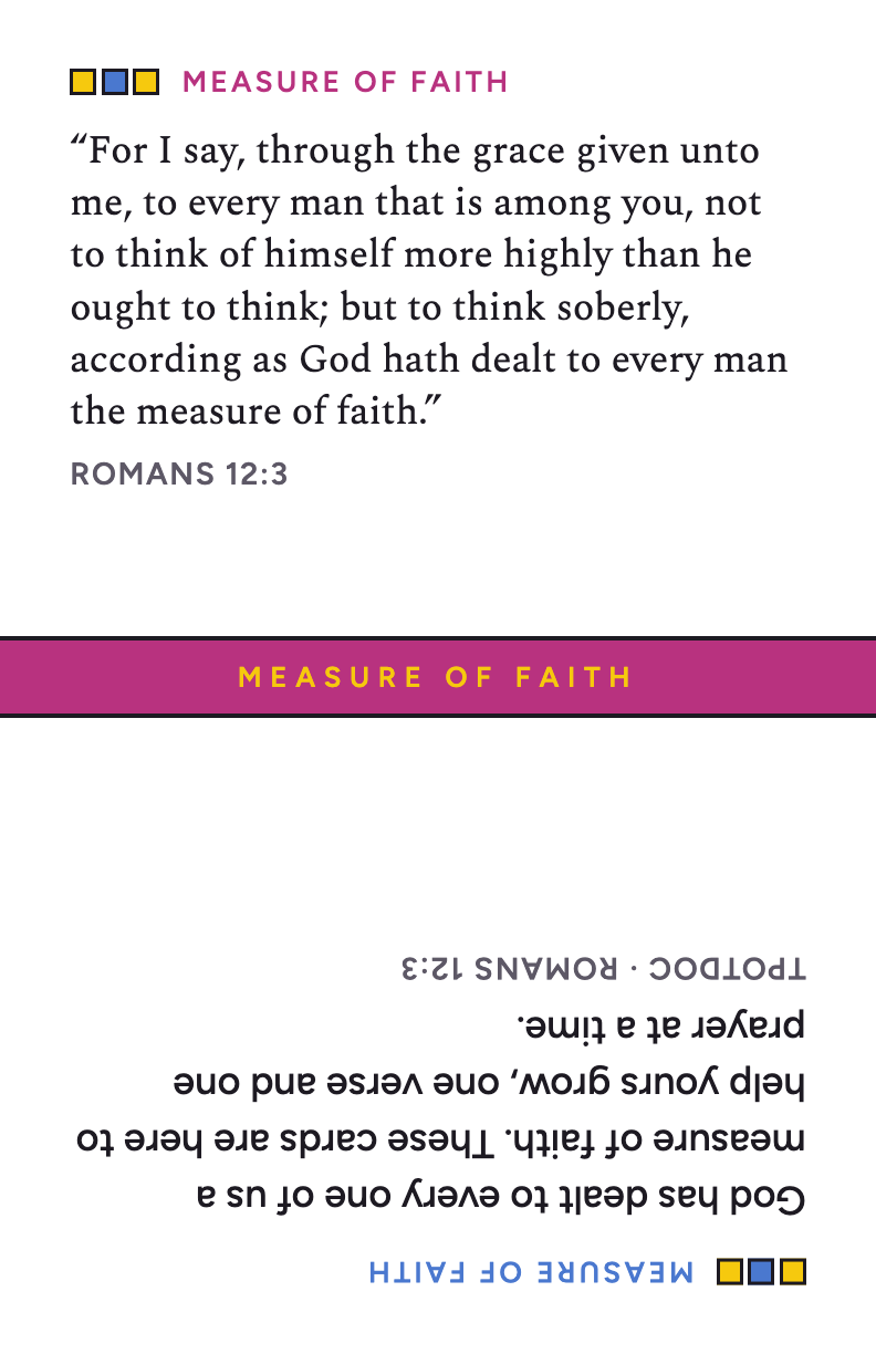Card: Romans 12:3, the measure of faith