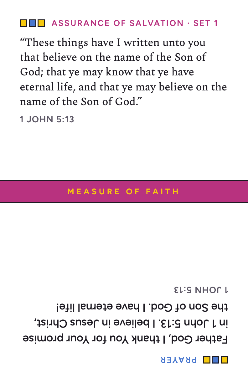 Card: Assurance of Salvation, Set 1, 1 John 5:13, with prayer