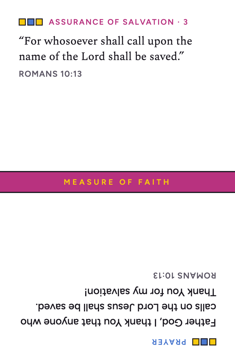 Card 3: Romans 10:13, with prayer